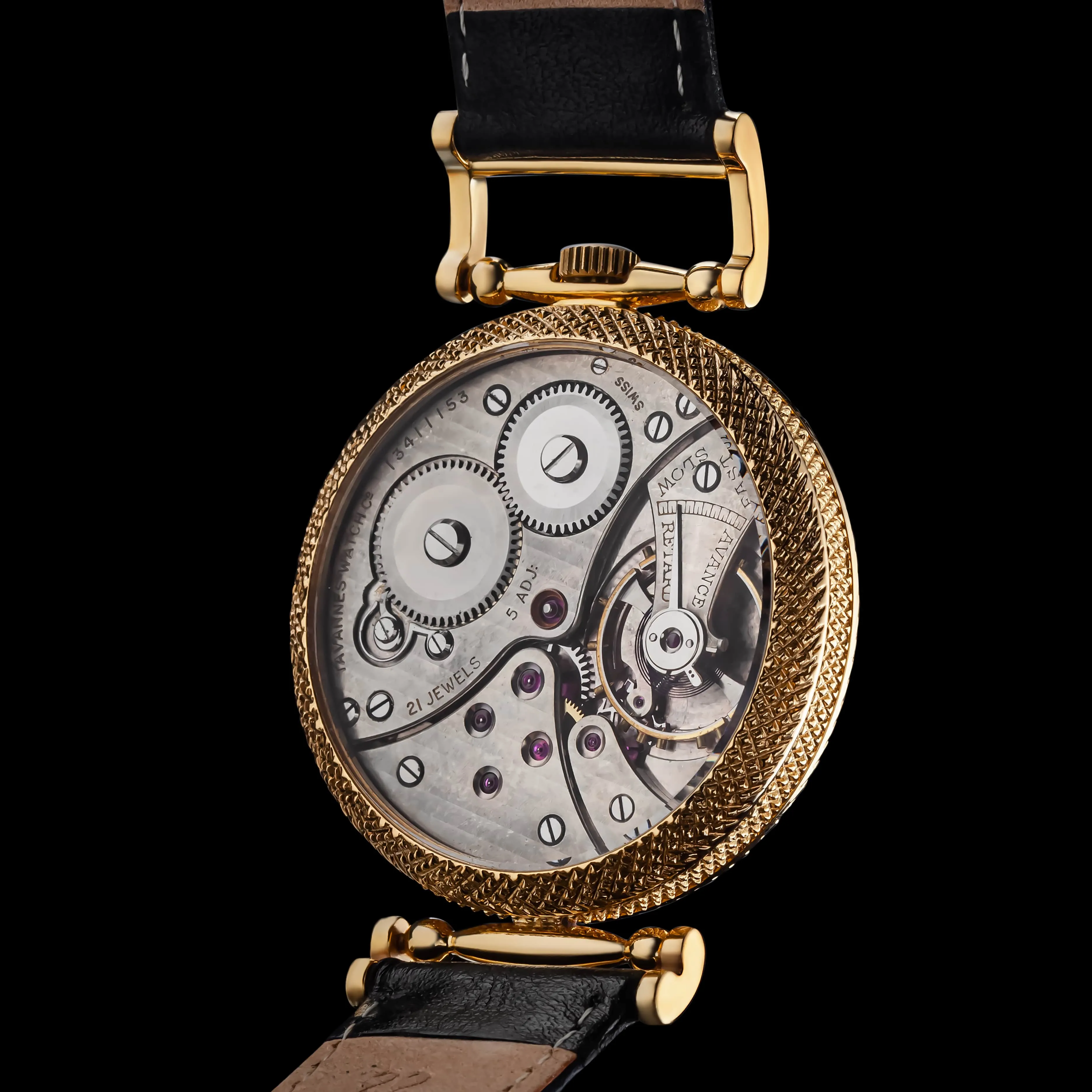 AMBER Men's Converted Wristwatch fits TAVANNES Vintage Mechanical Movement