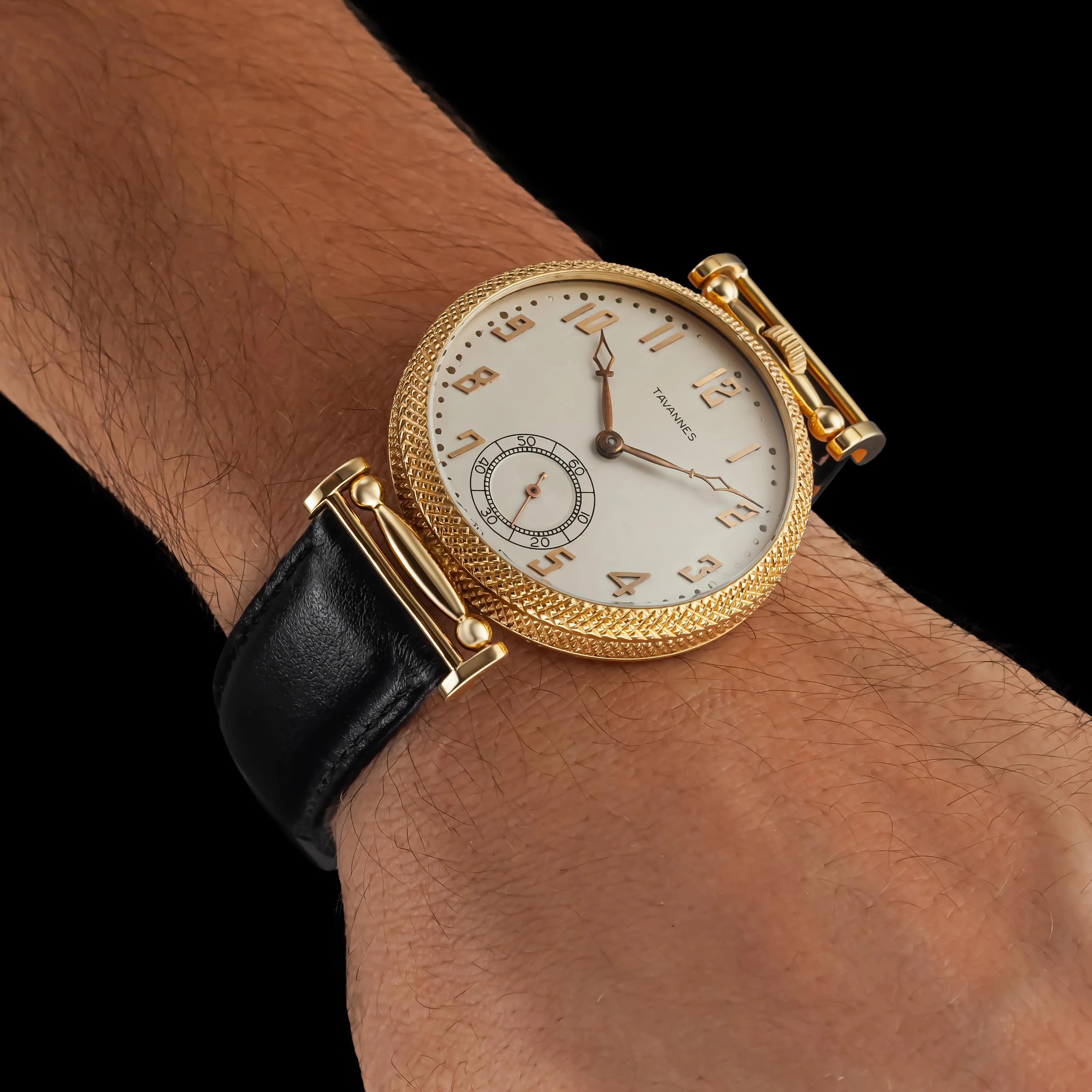 AMBER Men's Converted Wristwatch fits TAVANNES Vintage Mechanical Movement