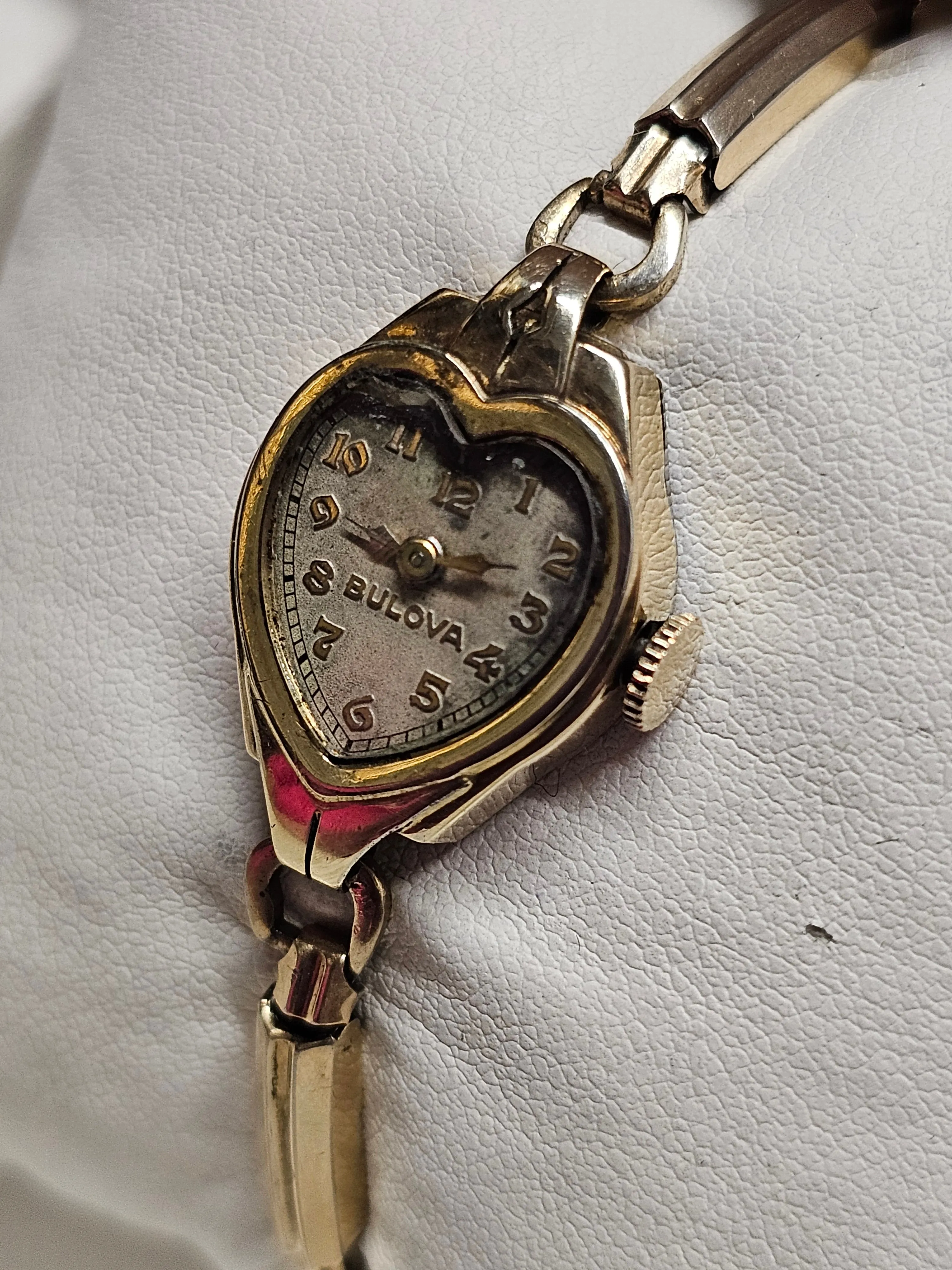 Bulova circa 1940s Gold-Tone Ladies' Watch: Unique Heart Shape - $5K APR w/ COA!