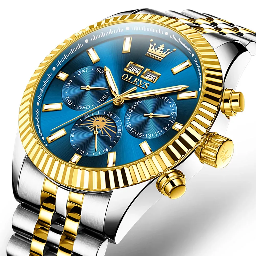 ELEGANCE® 6688 Lunar Luxe Mechanical Luxury Moon Phase Men's Watches Stainless Steel Watch For Men Multifunctional Automatic Watch