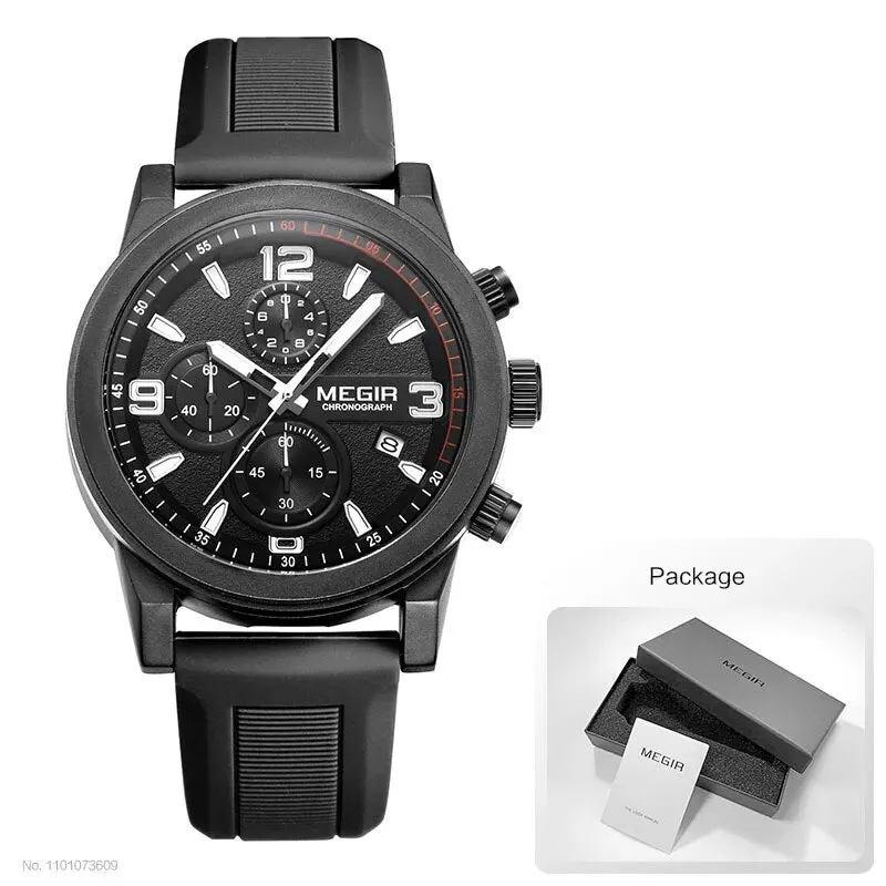Gray Sport Watch Men Fashion Military Analog Chronograph Quartz Wristwatch