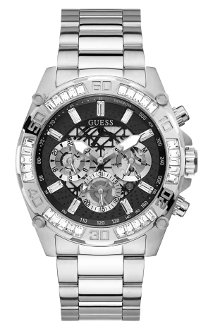 Guess Trophy Black and Silver Men's Analogue Watch GW0390G1
