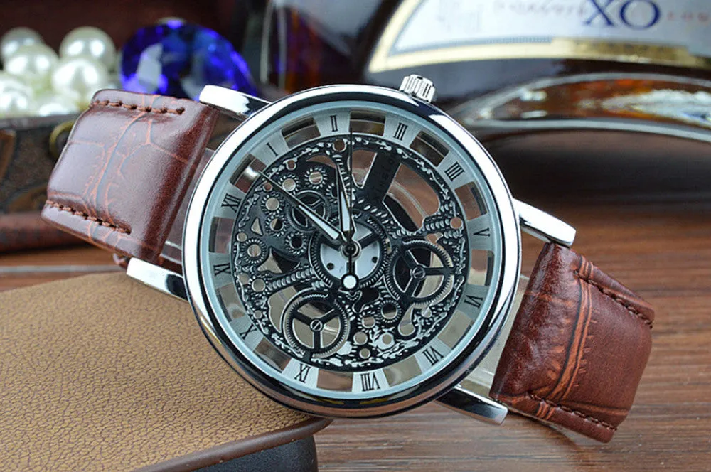 New Famous Brand Winner Luxury Fashion Casual Stainless Steel Men Quartz Watch Skeleton Watch For Men Dress Wristwatch