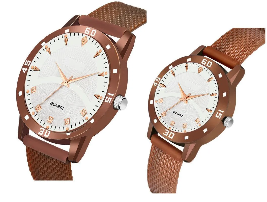 New Fashion Aeviyo Brown  C_10_Couple Beige Round design Tikon Digits Premium Quality Designer Fashion For Couple New Fashion Analog Watch - For Couple