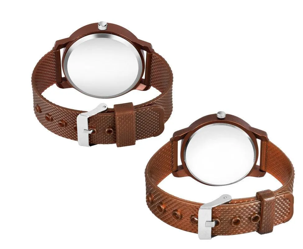 New Fashion Aeviyo Brown C_10_Couple Black Round design Tikon Digits Premium Quality Designer Fashion For Couple New Fashion Analog Watch - For Couple