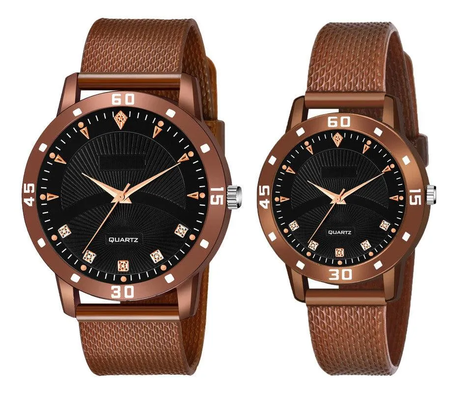 New Fashion Aeviyo Brown C_10_Couple Black Round design Tikon Digits Premium Quality Designer Fashion For Couple New Fashion Analog Watch - For Couple