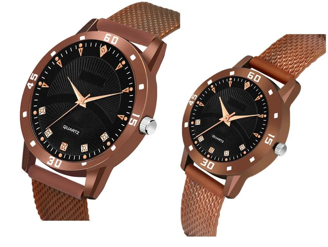 New Fashion Aeviyo Brown C_10_Couple Black Round design Tikon Digits Premium Quality Designer Fashion For Couple New Fashion Analog Watch - For Couple