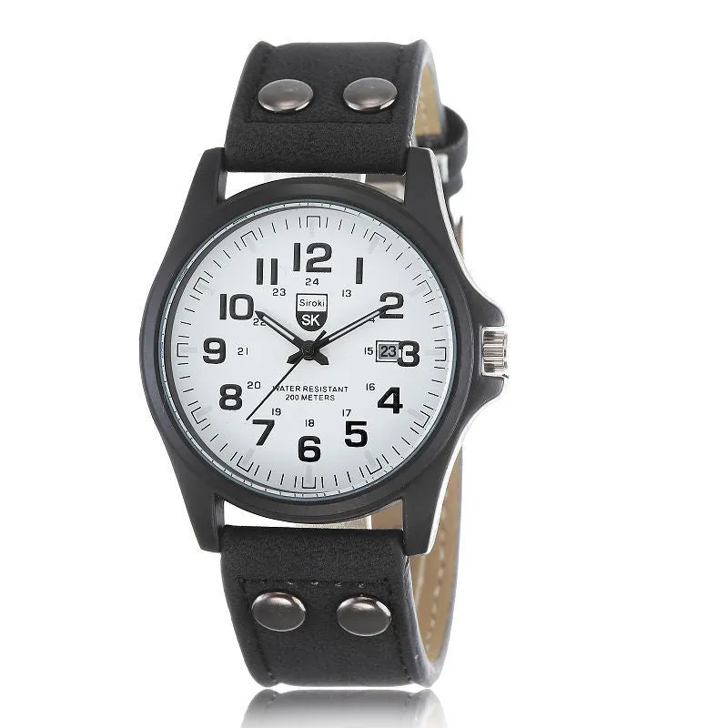 Relogio Hombre Luxury Famous Double Buckle Design Brand sports Men Watch Quartz Wristwatches quality Scrub leather army watches